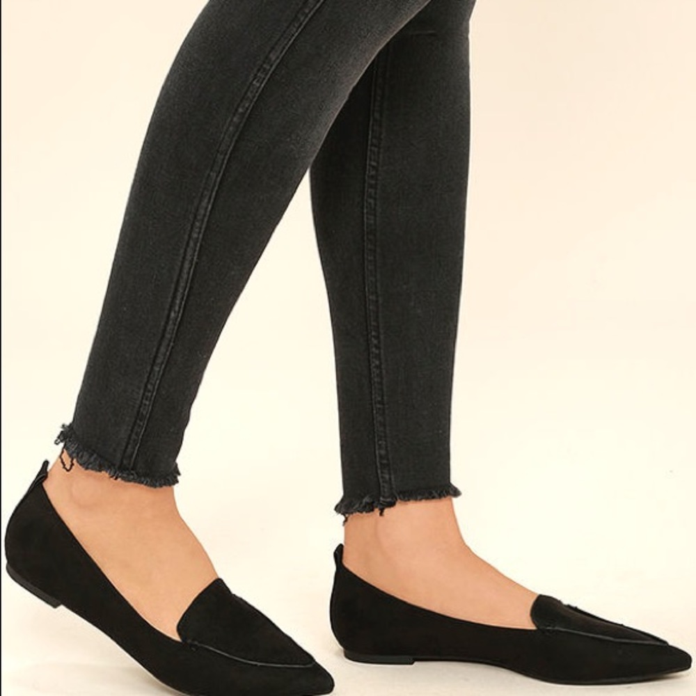 Lulu’s Emmy Black Suede Pointed Loafers